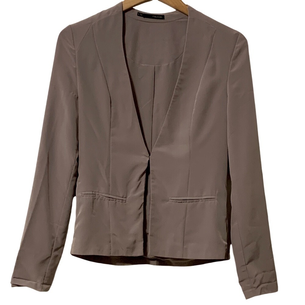 Maurices Women's Taupe Open Front Collarless Blazer Jacket Size M